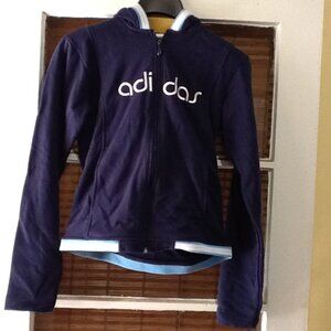 NWT Adidas Dark Blue Indigo/White Zip Up Size M